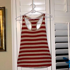 Corey Lynn Carter Racerback Tank Top in Red and Cream Striped size Medium
